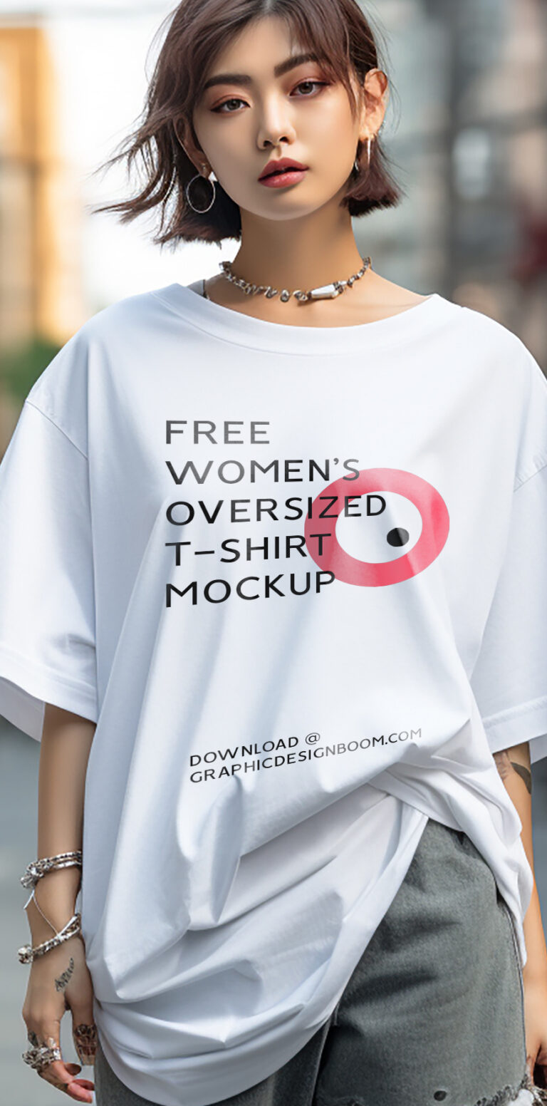 Free Women's Oversized T-Shirt Mockup - Graphic Design Boom