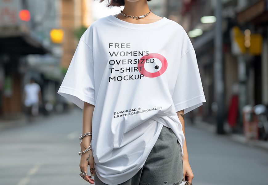 Free Women's Oversized T-shirt Mockup