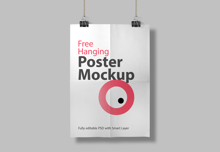 Free Hanging Poster Mockup PSD Template