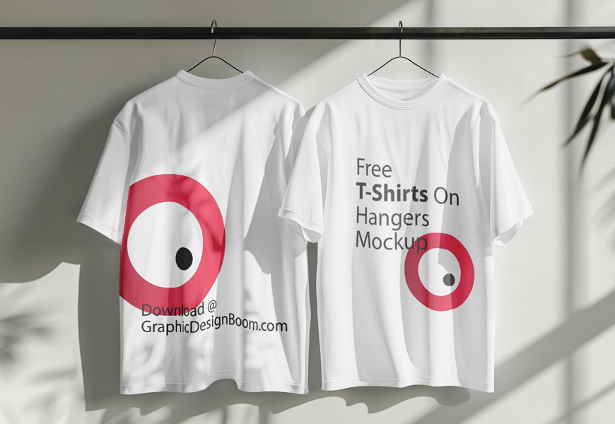 Free T-Shirts on Hangers Mockup Template