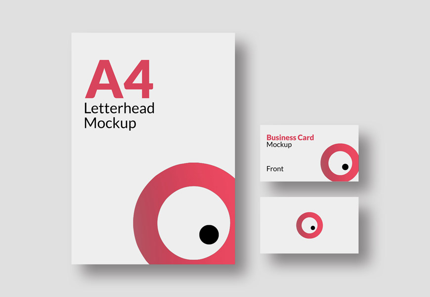 Free A4 Letterhead and Business Card Mockups