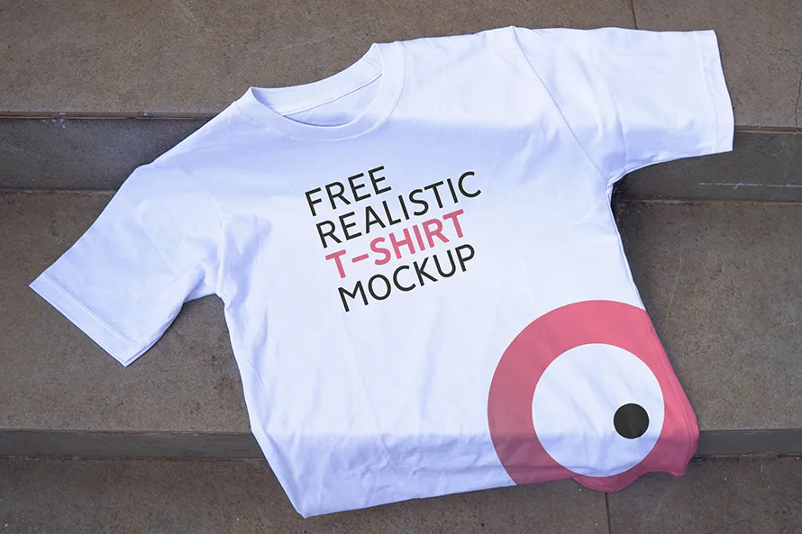 Free T-Shirt Mockup on Stairs