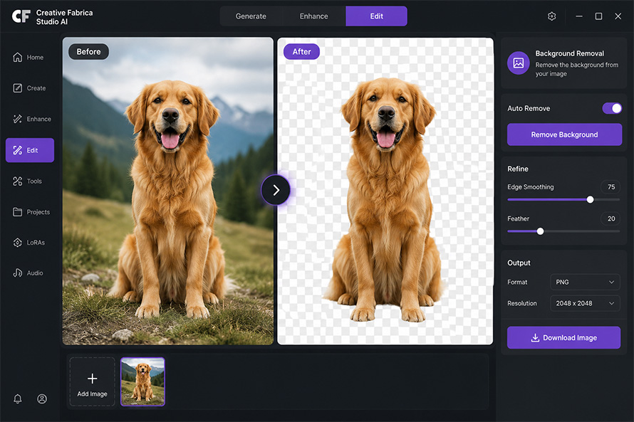 AI Remove Background with Creative Fabrica Studio AI