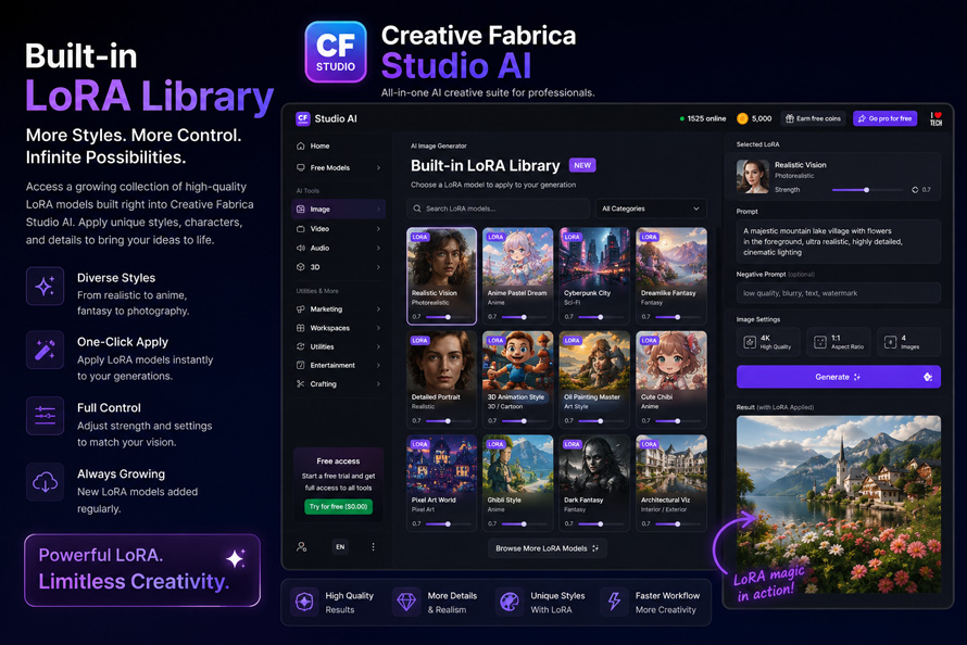 Creative Fabrica Studio AI Built-in LoRAs Give You More Creative Styles Without Extra Downloads